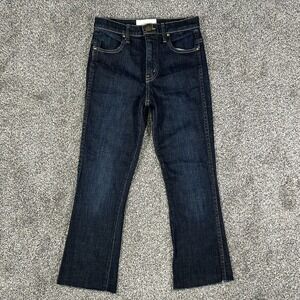 The Great The Nerd Jeans Womens 24 Dark Wash Denim Straight Fit Raw Hem USA Made